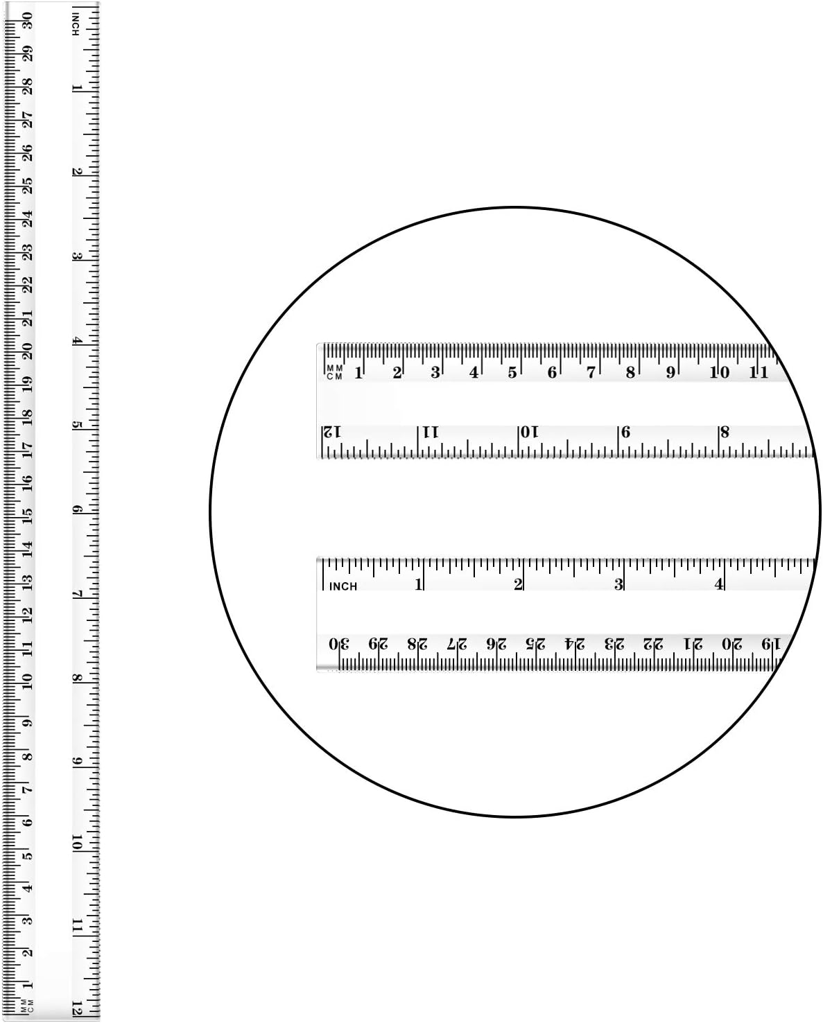 Chuangdi 20 Pieces 12 Inch Rulers Bulk Plastic Colorful Rulers for Kids Student Classroom School Office(Classic,Clear Color)