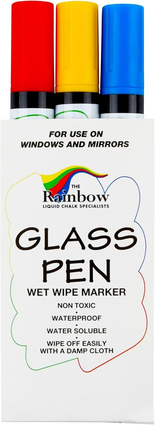 Glass Pen Window Marker: Liquid Chalk Pens for Glass, Whiteboard Markers with Washable Paint - Graduation, Car Windows, Mirror Pen, Storefront, Wedding, Parade, Party & Holiday (3 Pens - Fine Tip)