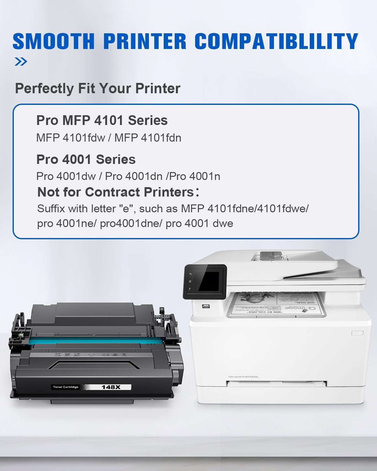 Q-image 148X Toner Cartridge Black(with Chip) Toner Cartridge Compatible Replacement for 148X 148A W1480X W1480A for Laserjet Pro 4001dw 4001dn 4001n MFP 4101fdw 4101fdn Printer (1 Black)