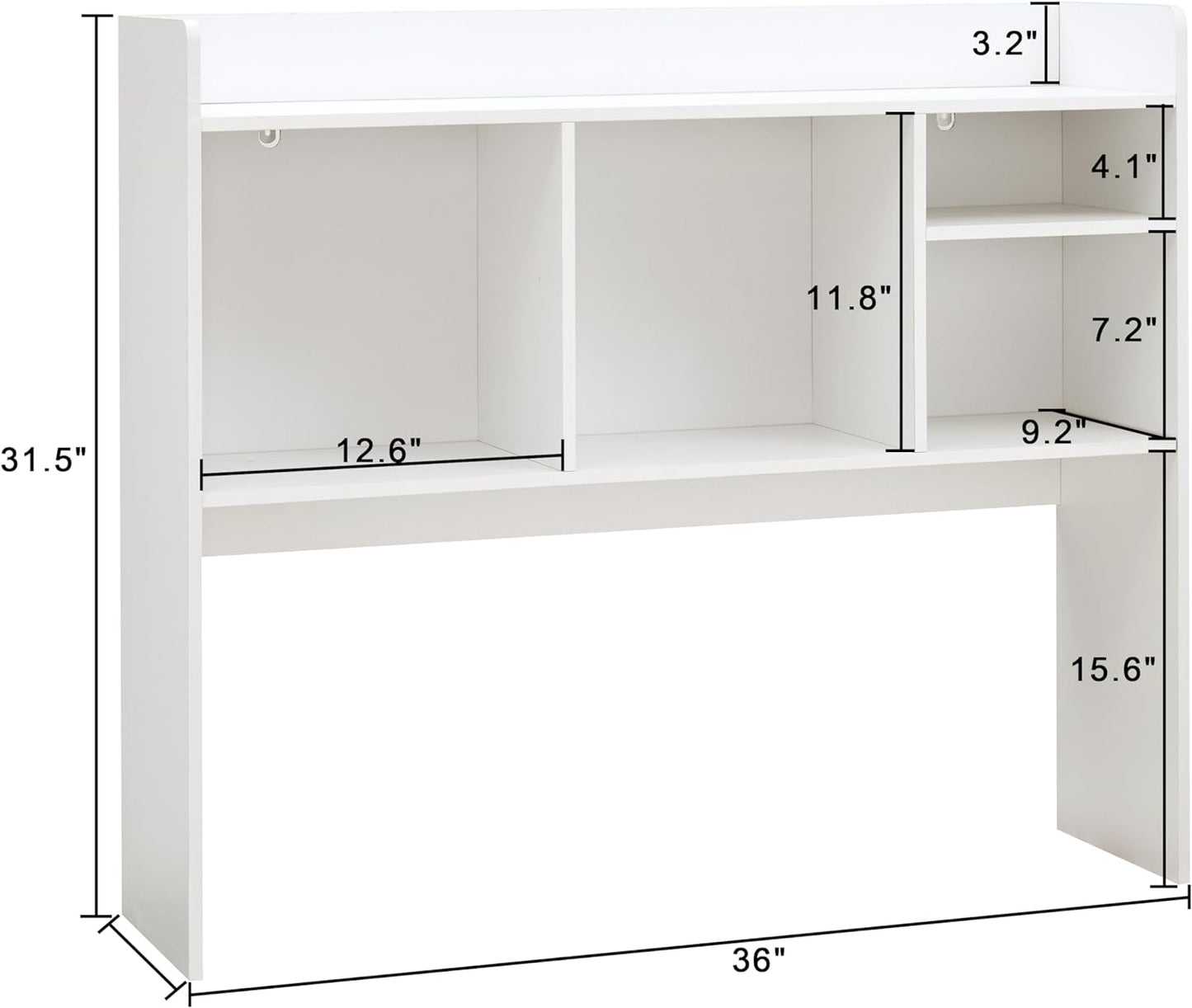 Desktop Bookshelf, Wooden Desk Storage Hutch with 6 Shelves for Computer Desk, 3-Tier Desktop Display Organizer Rack for Office Home (White)