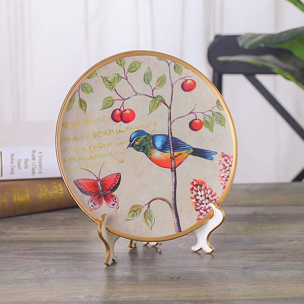 Artliving 8" Decorative Plate Stand Holder Plastic Picture Easel Display Stand Picture Frame Stand White Gold (2 Pack)