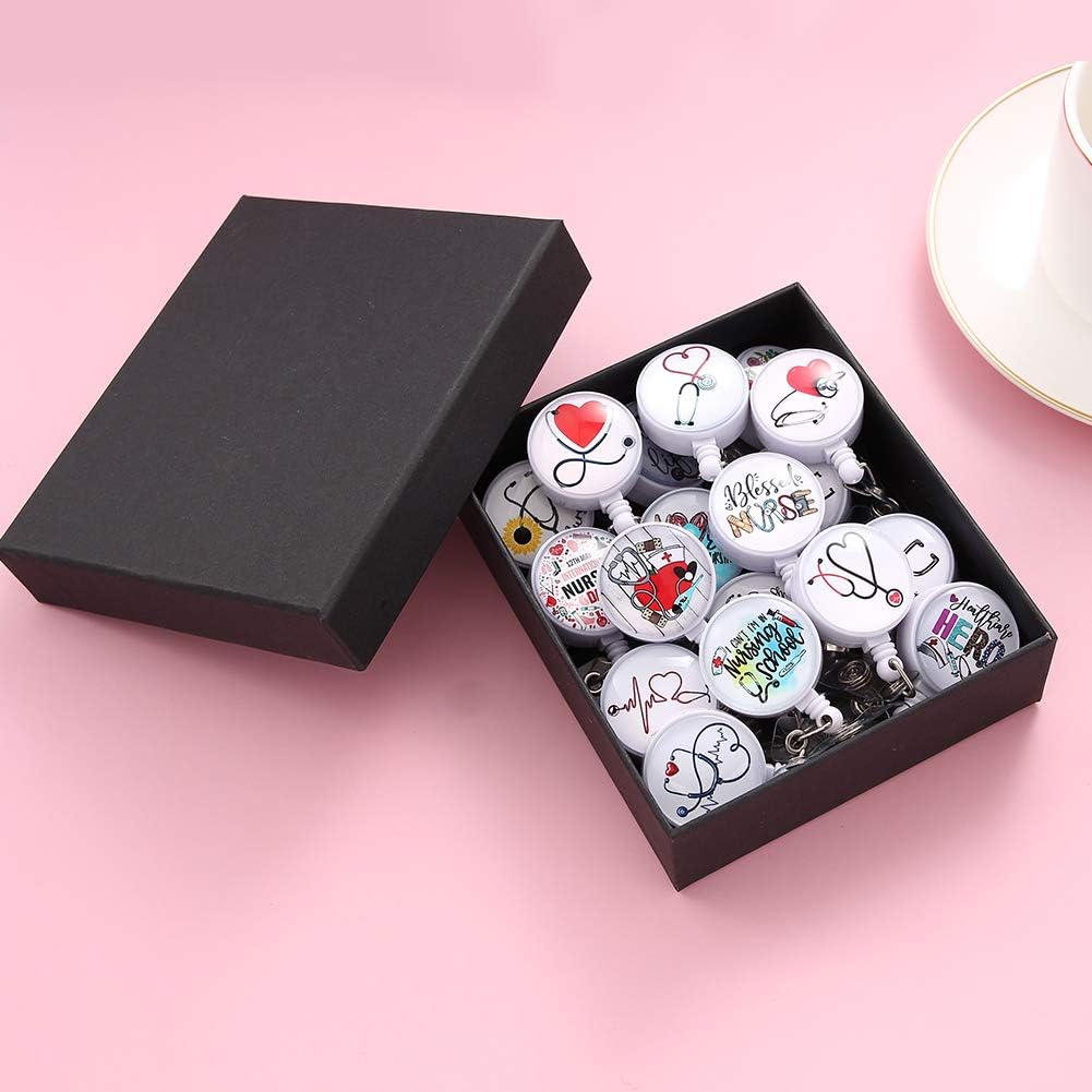 18pcs Nurse Retractable Badge Reel,Badge Holder with Alligator Clip,Nurse Badge Clip for ID Card Holders (YYDHK)