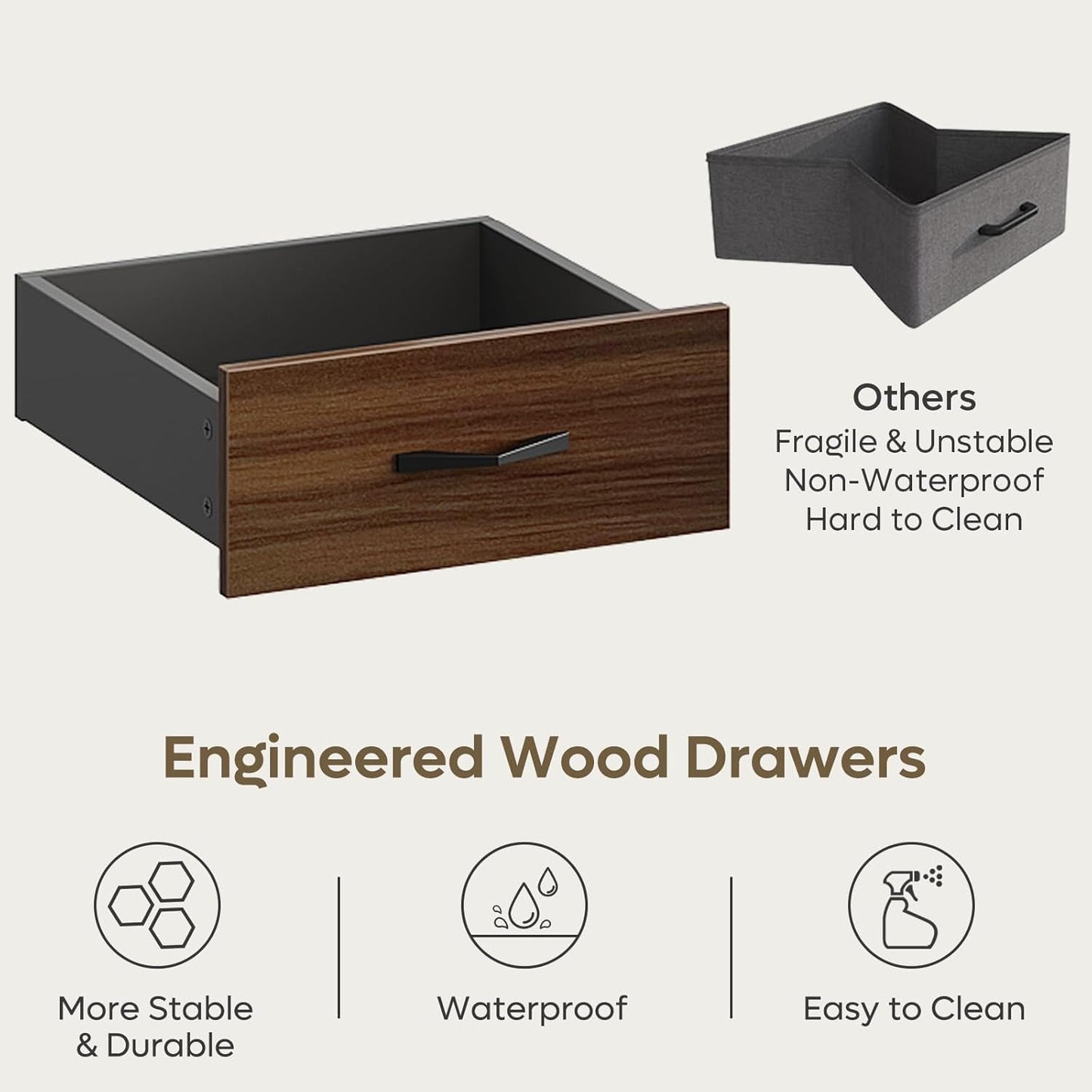 Bestier 59” Executive Desk with 2 Drawers, Computer Desk with Storage Cabinet, Industrial Wood Desk with File Drawer, Keyboard Tray & 2 Pedestals for Home Office & Studio, Cherry