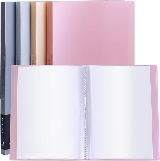 Tuhangcc Binder with Plastic Sleeves 8.5x11 20-Pocket- Heavy Duty Art Portfolio Folder with Clear Sheet Protectors,Displays 40Pages, Presentation Book for Artwork, Document Organizer(Pink)