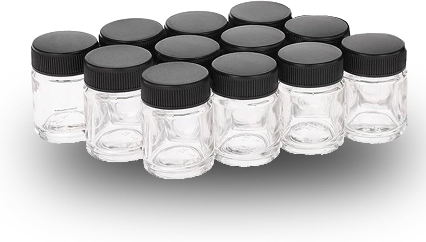 12pcs Airbrush Bottles Glass Jar for Air brush spray paint ink or colors storage