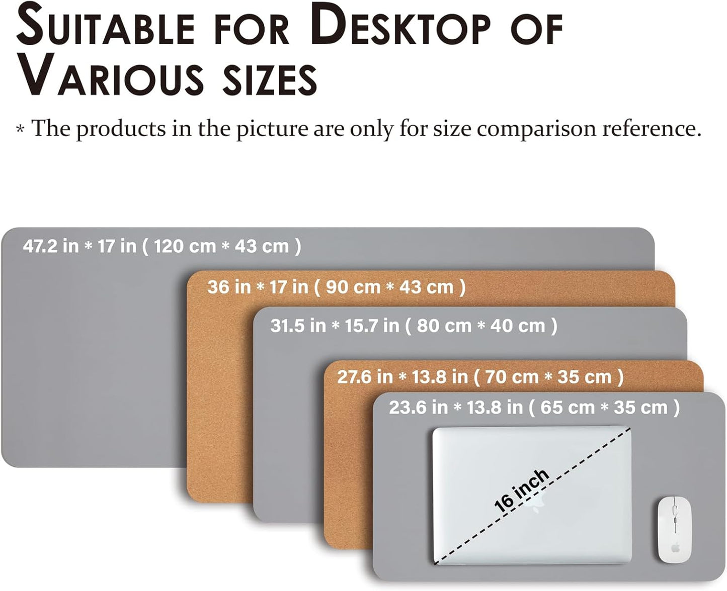 Cork Desk Mat - Dual-Sided Desk Pad for Office and Home - Desk Organization and Accessories - Ideal for Large Mouse Pad and Desk Mats on Top of Desks(Gray,36"x 17")