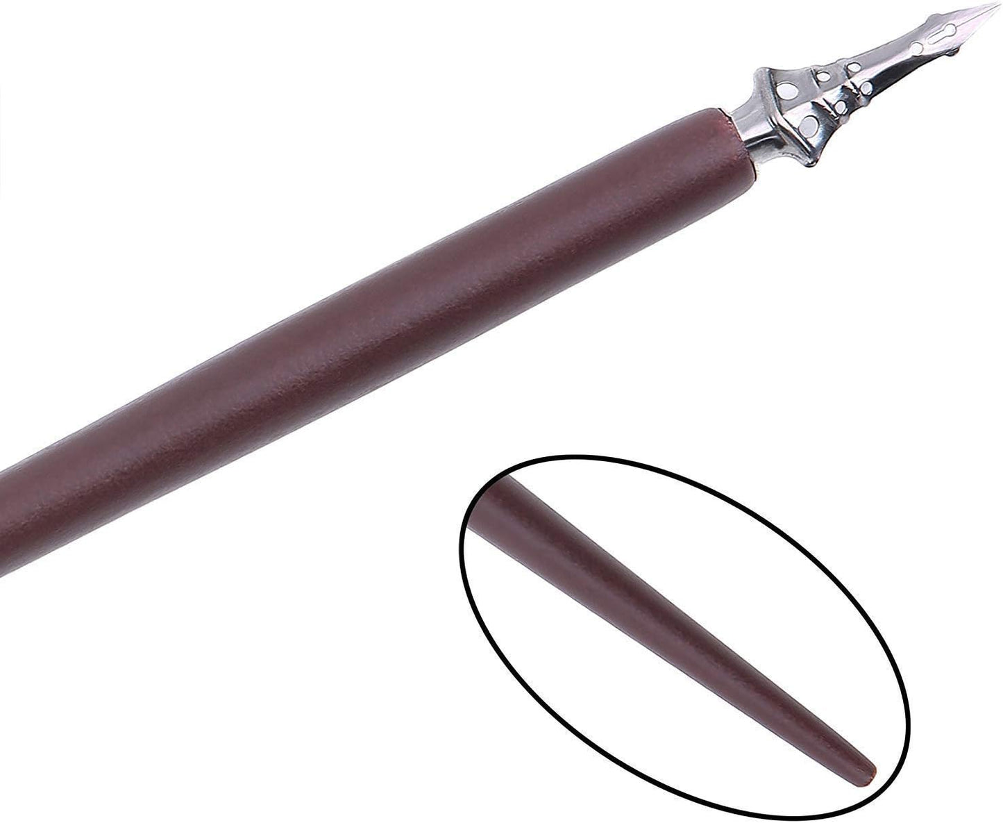 Calligraphy Pens Set -Wooden Dip Pen Handcrafted Calligraphy Set with 11 Nibs & Black Ink