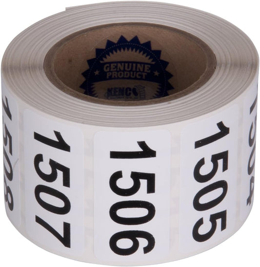 Consecutively Numbered Labels Self Adhesive Durable Vinyl- Measure: 2" X 1" by Kenco (ROLL 1501-2000)