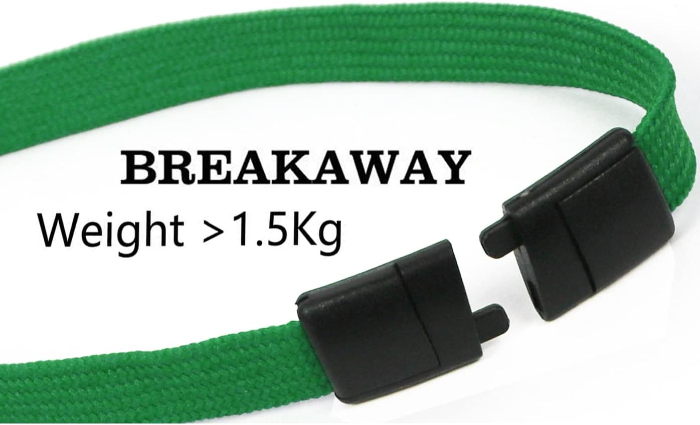 Bird Fiy Lanyards Safety Black Lanyards Neck Flat Premium Breakaway Badge Lanyard with J-Hook for ID Nametag Badge Holder (Green, 25 PCS)