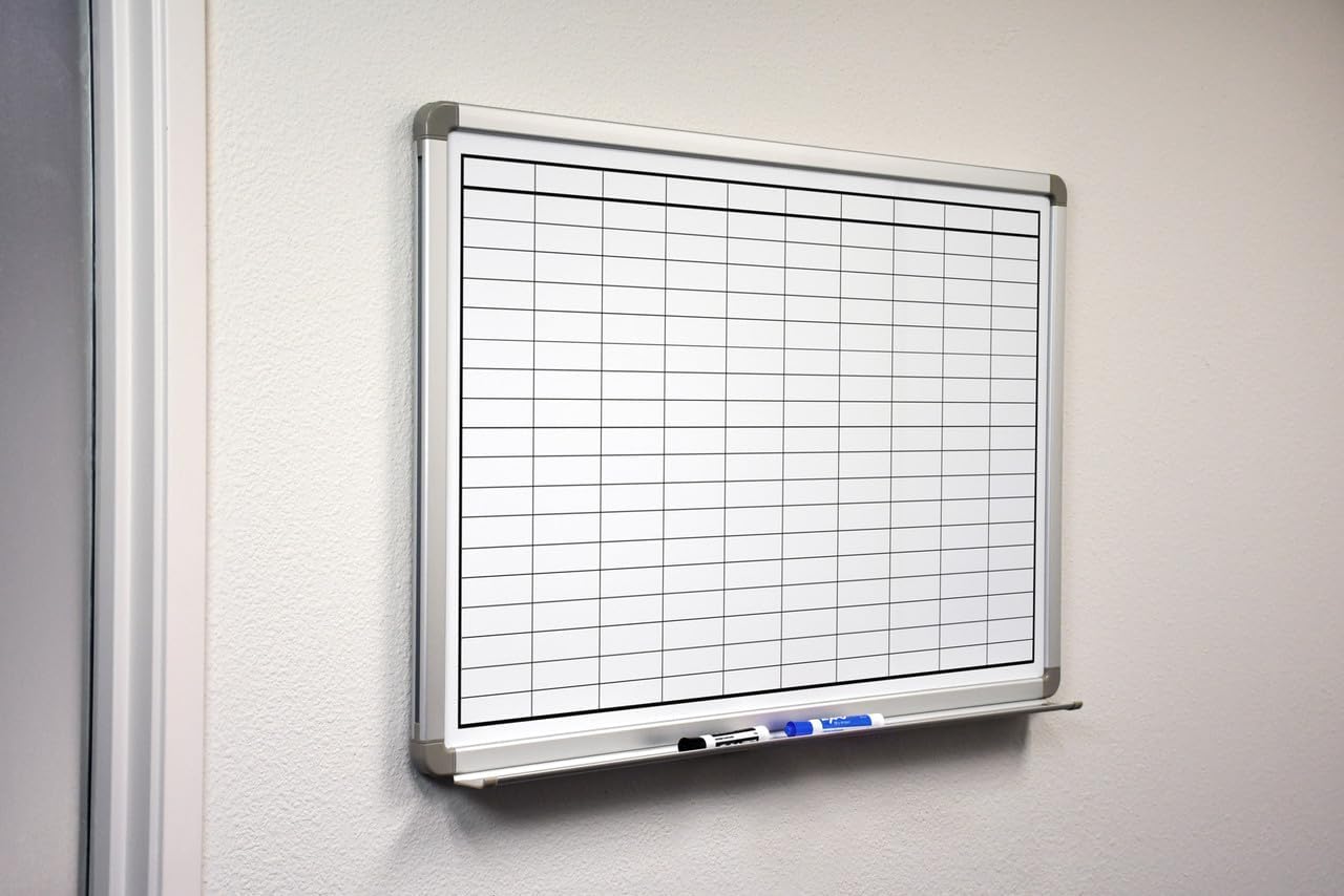 Blank Grid Dry-Erase Whiteboard 36" x 24"