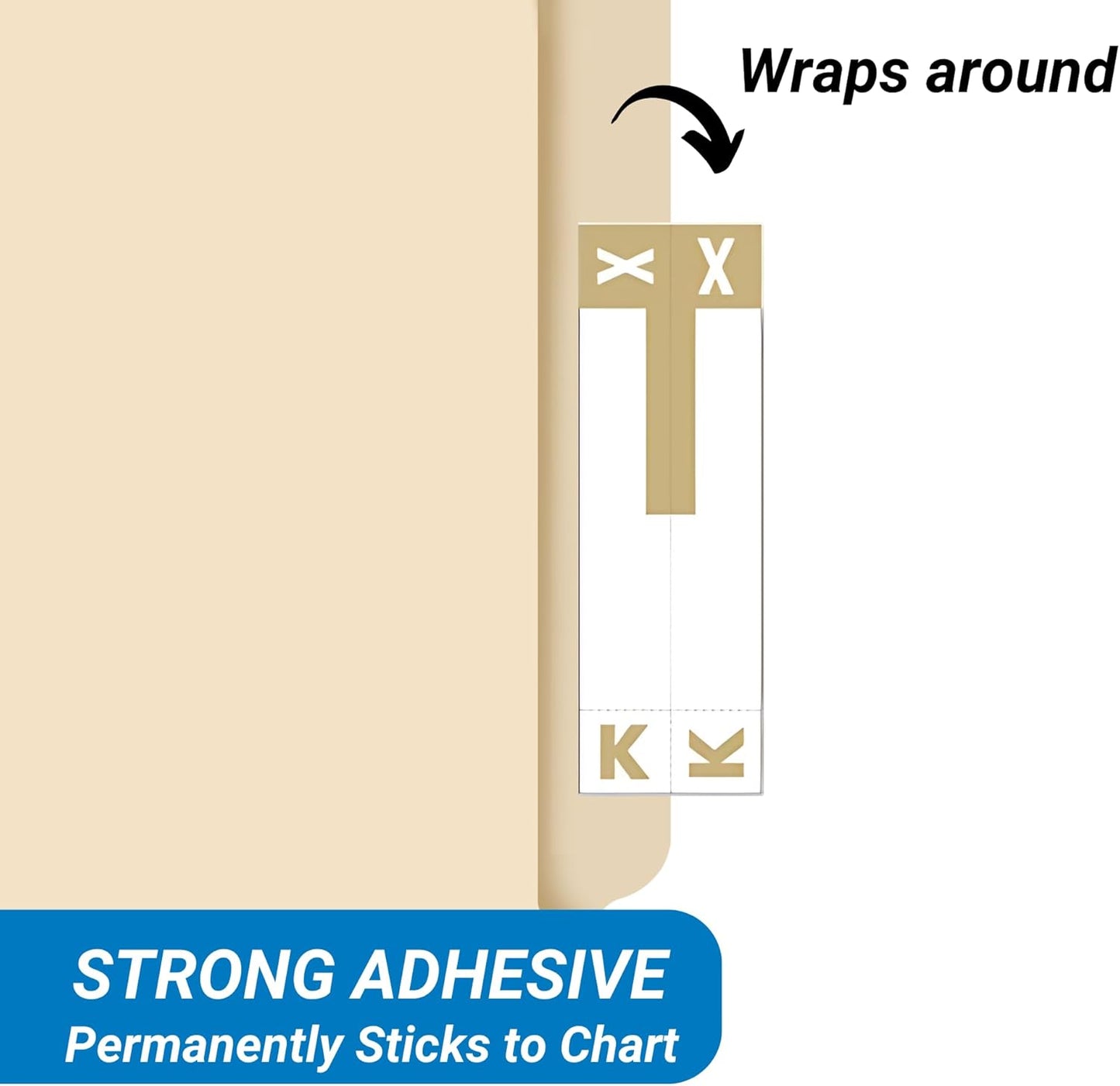 Doctor Stuff - File Folder Labels, Alphabet Letters, K/X, Compatible with Smead NCC - SNCC Series Alpha Stickers Light Brown, 1-5/32" x 3-5/8, 100/Package