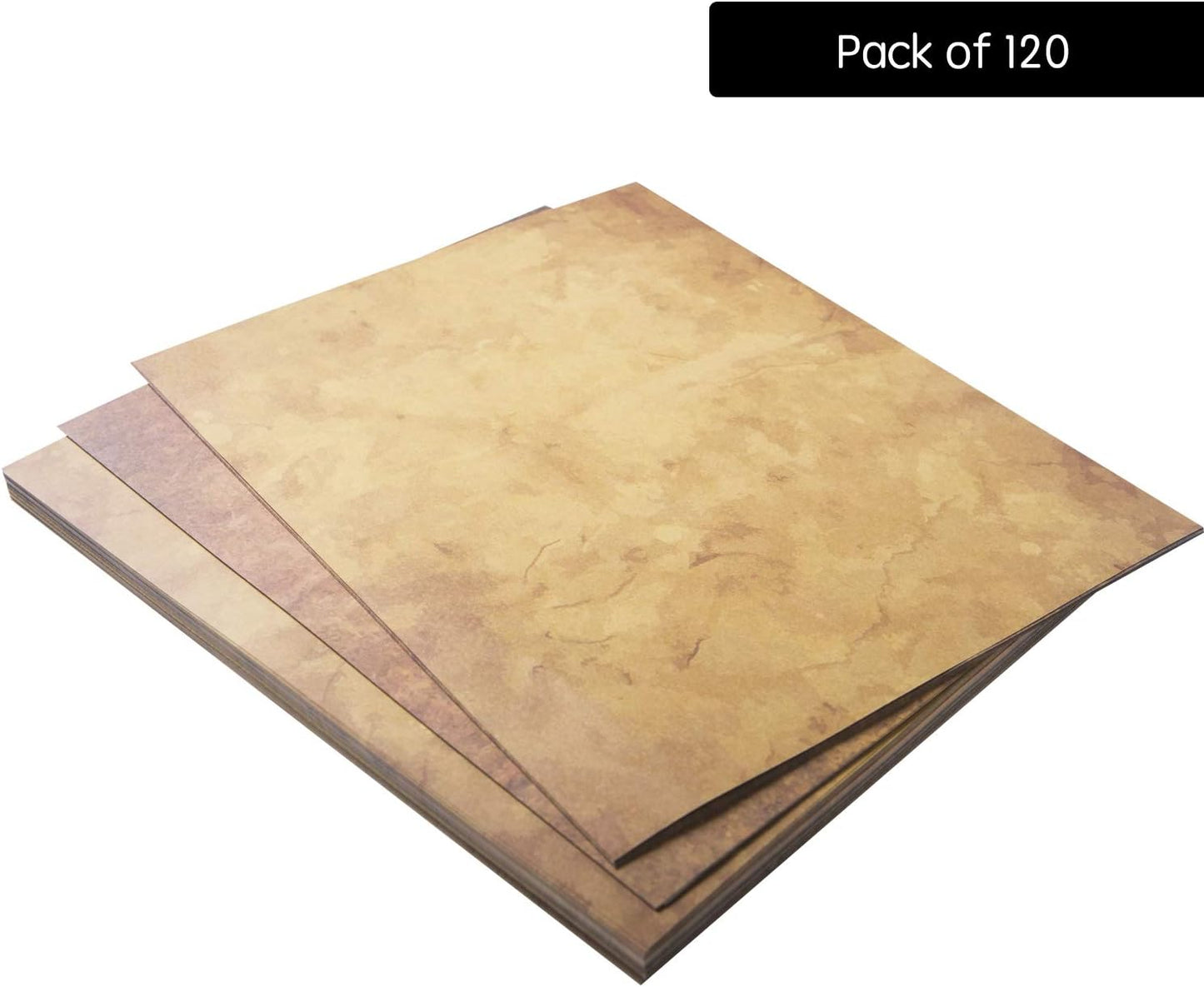 120 Aged Paper - Antique Looking Vintage Papers With Classic Aged Paper Designs - Six Unique Old Looking Designs - Printable Writing paper, 8.5 x 11 inches (Pack of 120)