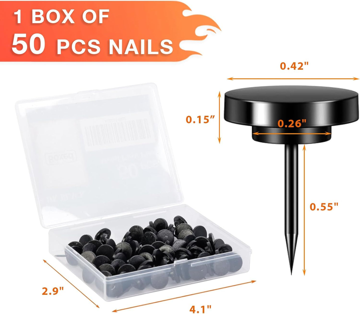 50 PCS Flat Push Pins for Cork Board, Black Metal Thumb Tacks for Wall Picture Photo Hanging, Board Posters Bulletin Maps, Office Home Decorative