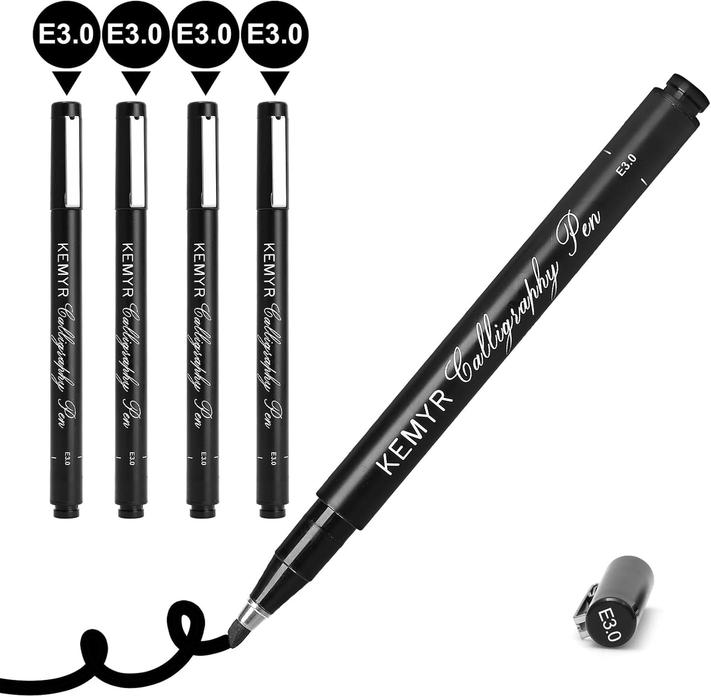 4 Micro Fine liner Drawing Art Pens Calligraphy Pens: E3.0 Size Black Art supplies Waterproof Archival Black Ink Markers For Artists,Use for Professional Watercolor,Sketching