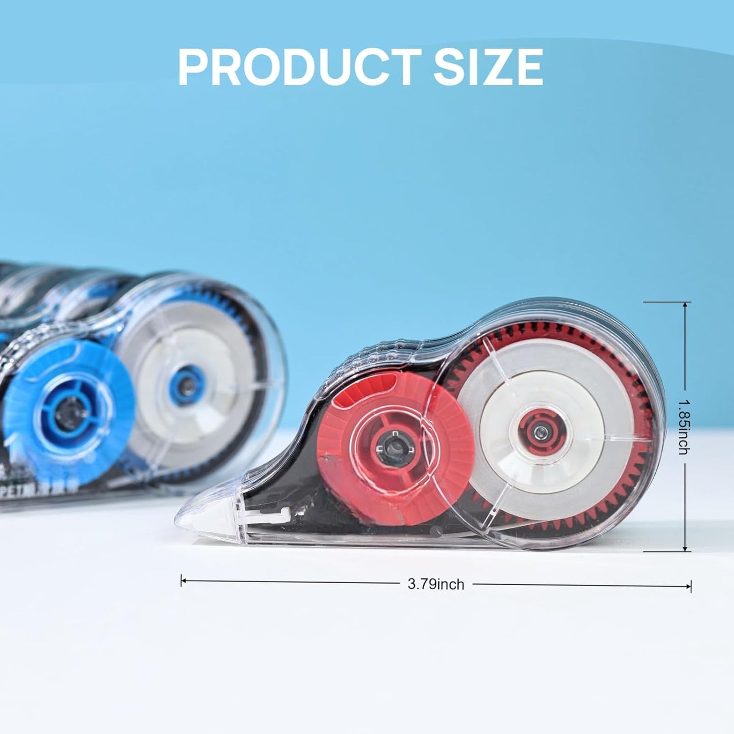 39.37ft Correction Tape with Dispenser, 6-Count Pack, Fast Clean and Easy-to-Use Tear-Resistant Correction Tape Office School Supplies, Blue/Red/Gray