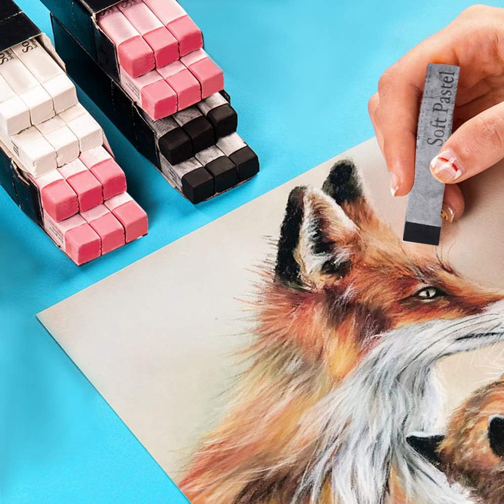 6pcs Soft Pastels Set Artist Grade Square Chalk Pencils Drawing Pastel Stick Painting Sketching Tool for Kids Students Artists Beginners (Black)