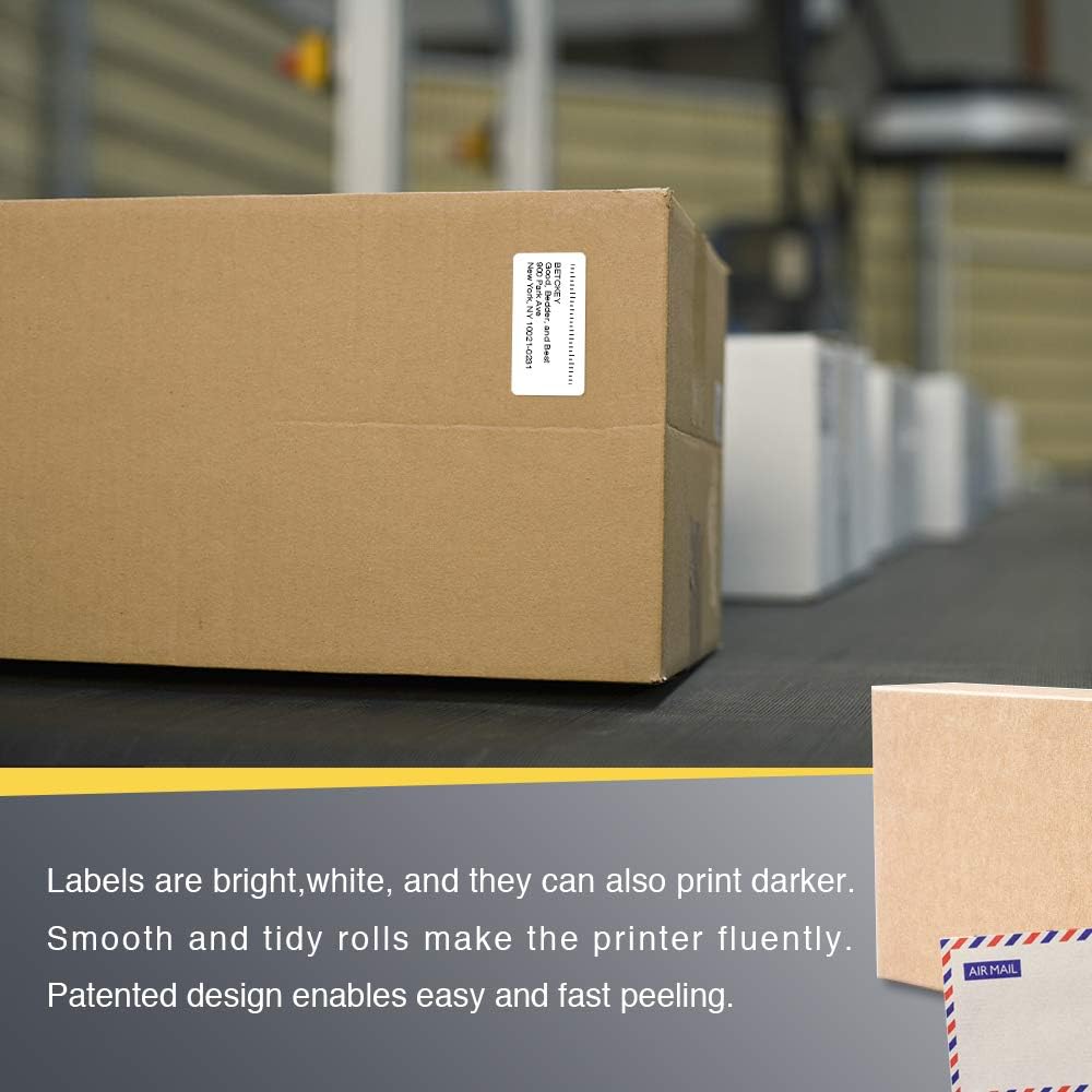BETCKEY - 2" x 1" (51 mm x 25 mm) Multipurpose & Address Labels Compatible with Zebra & Rollo Label Printer,Premium Adhesive & Perforated [20 Rolls, 26000 Labels]