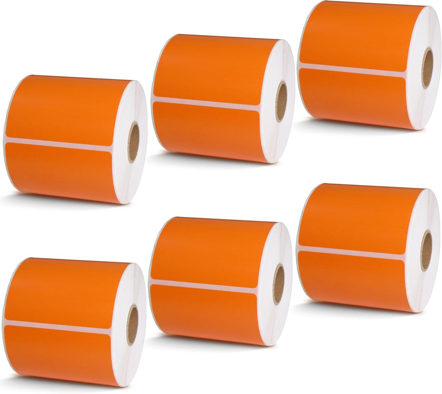 BETCKEY - 3" x 3" Multipurpose & Large Square Labels Compatible with Zebra & Rollo Label Printer,Premium Adhesive & Perforated[Orange, 6 Rolls, 3000 Labels]