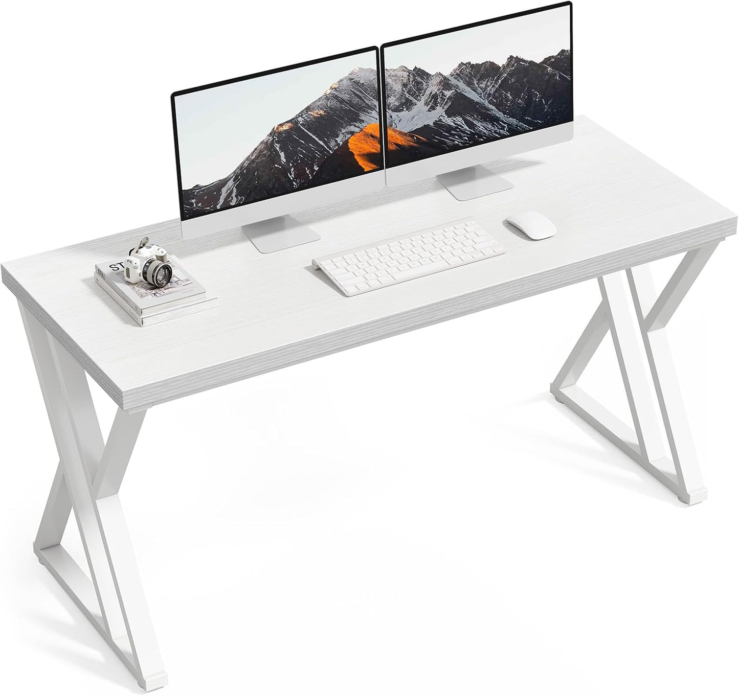 LITTLE TREE 55 Inch Large Simple Industrial Computer Desk Study Writing Table Home Office Workstation,White
