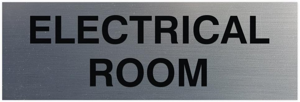 All Quality Basic Electrical Room Door/Wall Sign | Durable Construction | Building Safety- Silver - Large (1 Pack)