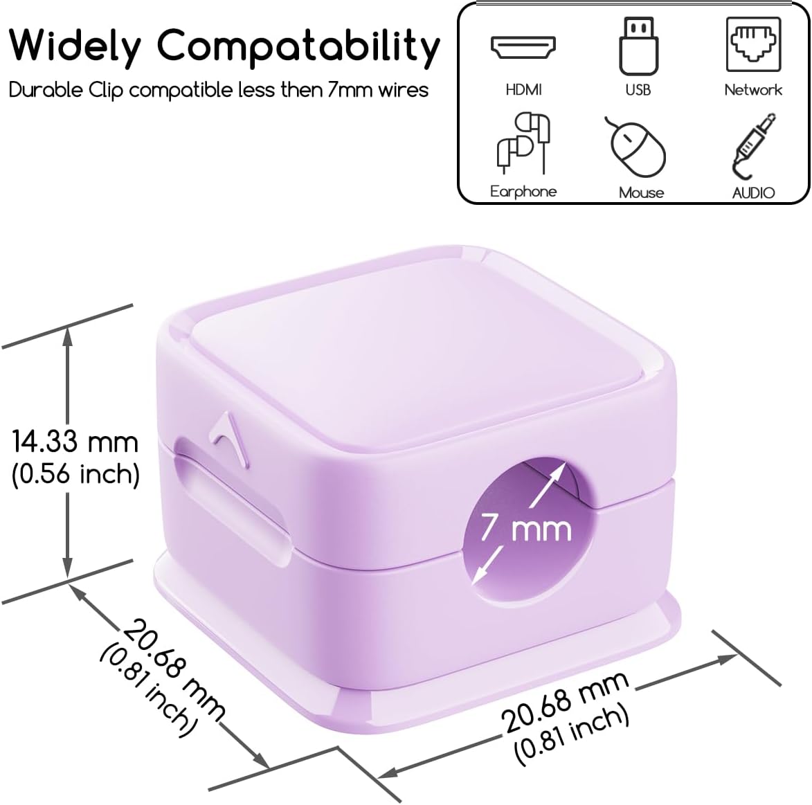 Cord Organizer Holder, 6 Pack Magnetic Desk Cable Clips Management, Hide Phone Charging Cable Keeper, Strong Adhesive Wire Charger Holder for Nightstand, Kitchen Appliances, Office Supplies
