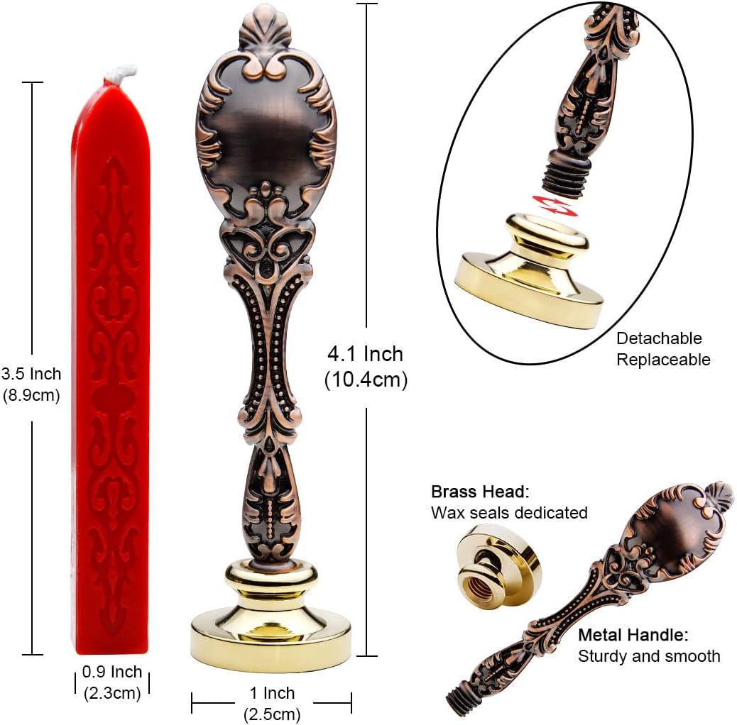 Wax Seal Stamp kit, Envelope Seals Sticker DIY Kit - Retro Sealing Wax Candle + Classic Initial Alphabet Seal Stamp Letter G - in Blue Gift Box