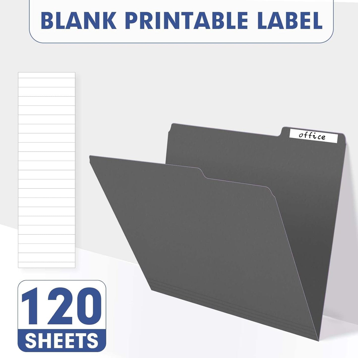 File Folder, PANDRI 120 Pack File Folder, 1/3 Cut Tab, Letter Size, Filing Folder for Office School Business, Dark Gray