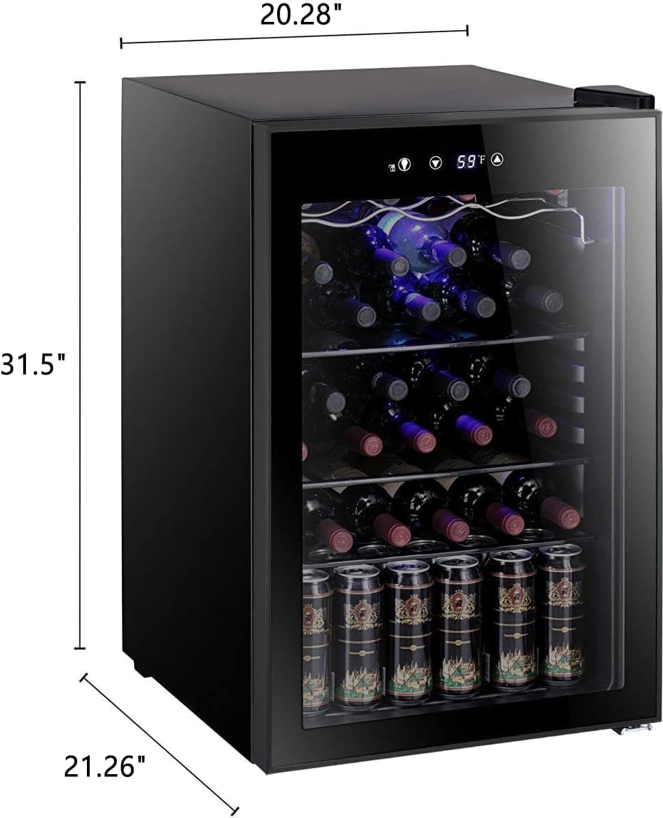 Antarctic Star 36 Bottle Wine Cooler/Cabinet BeverageRefrigerator Small Mini Wine Cellar Beer Soda Bar Fridge Quiet Operation Compressor Adjust Temperature Freestanding Black, 4.4 Cu. ft