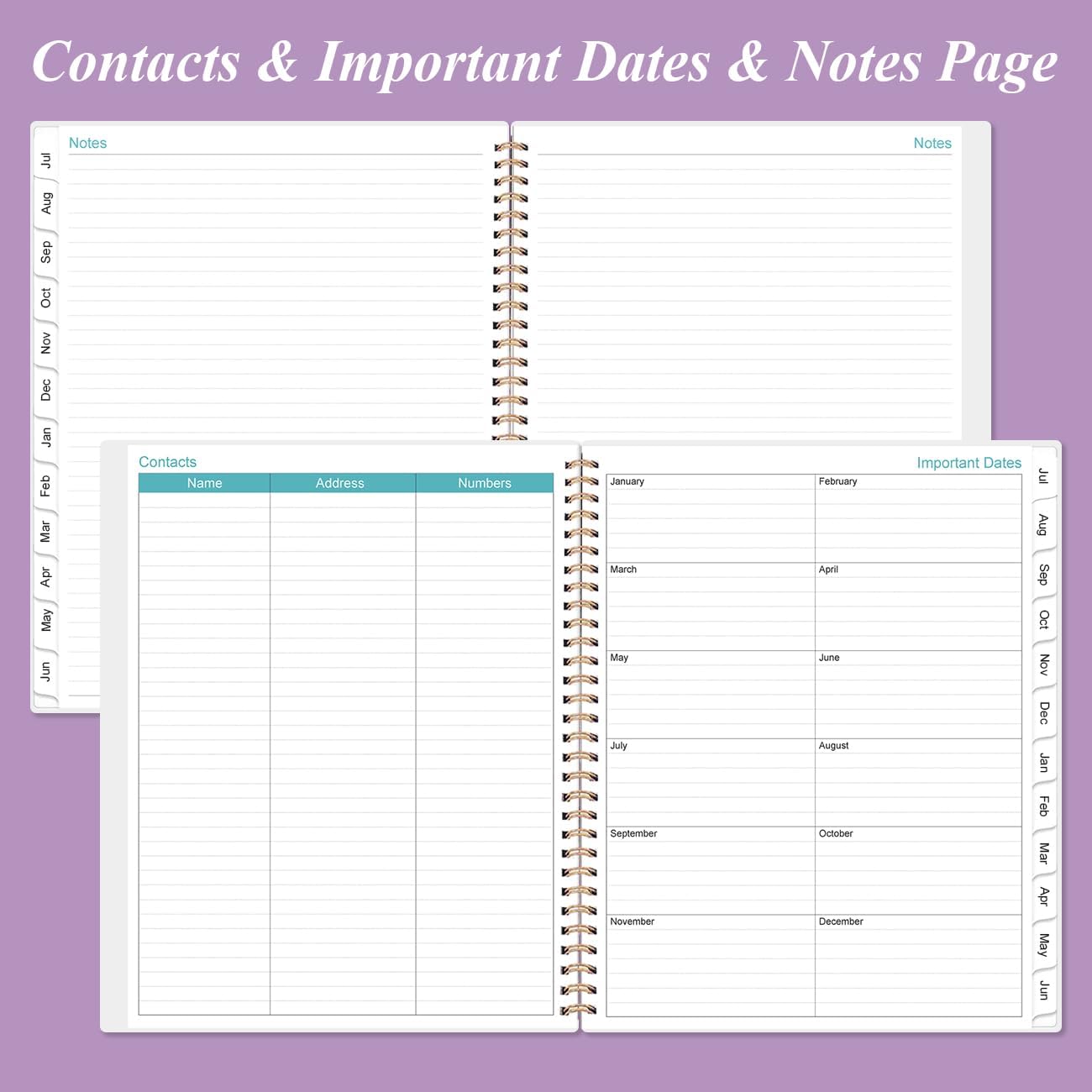 2025-2026 Monthly Planner - 18 Monthly Calendar, July 2025 - December 2026, Two Pages Per Month, 9" x11" Planner with Tabs, Inner Pocket, Purple