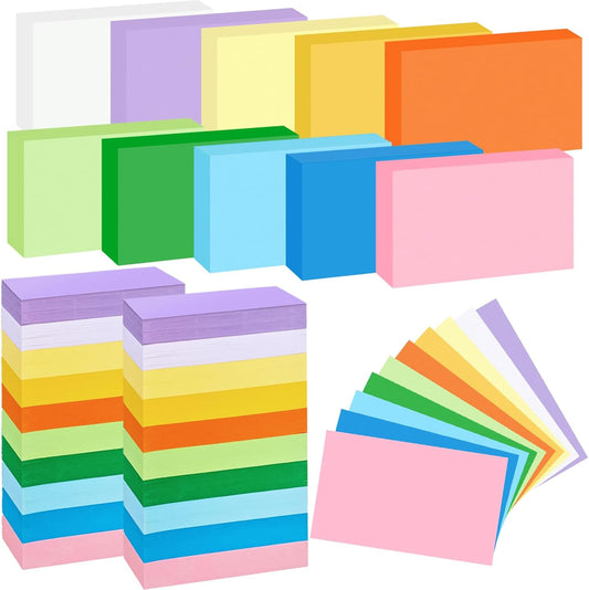 2000 PCS Blank Index Cards 3x5 Inch Colored Flash Cards Study Cards Flashcards Note Cards for Learning School Supply College Office, 10 Colors