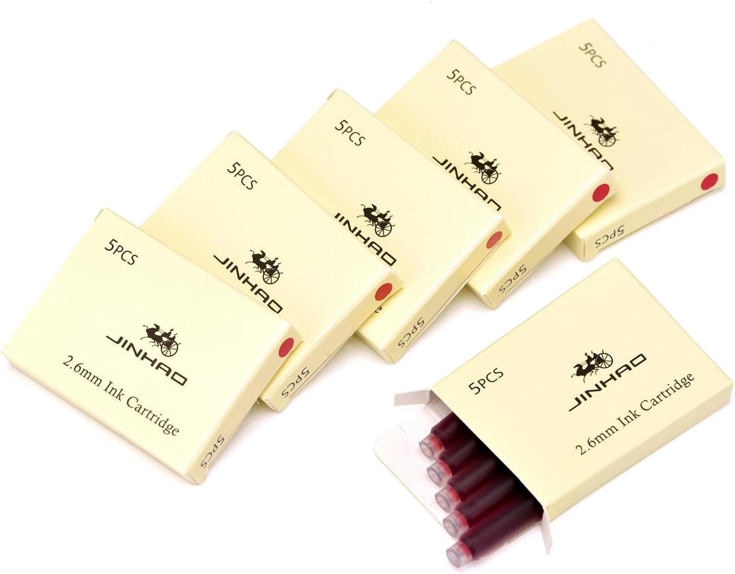Jinhao Fountain Pen Red Ink Cartridge International Standard 2.6mm Bore Diameter Ink Refill Set of 30 PCS