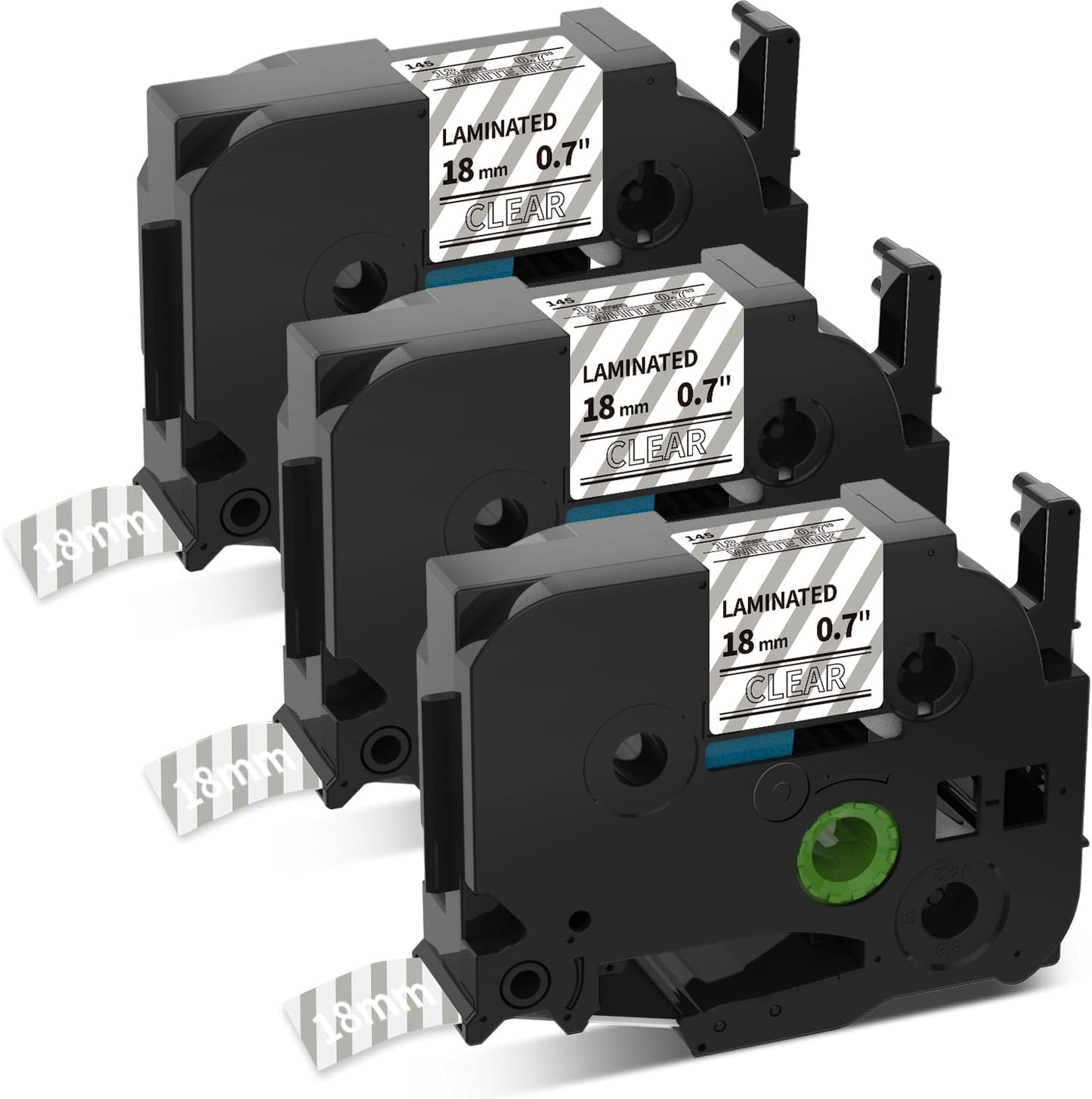 TZe-145 18mm TZe TZ Tape White on Clear Label Tape Replacement for Brother P Touch Labe Maker Refills Clear Laminated Work with PTD400AD PTD400 PTD600 PT1880 PT2730 Label Maker - 3-Pack