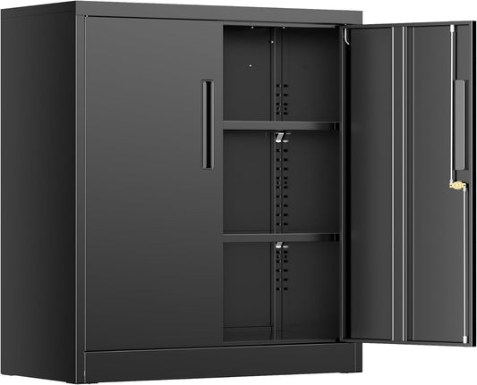 INTERGREAT 36" Metal Cabinets with Lock,Lockable Metal Cabinet Storage with Doors and Shelves for Garage,Black Locking Garage Storage Cabinets