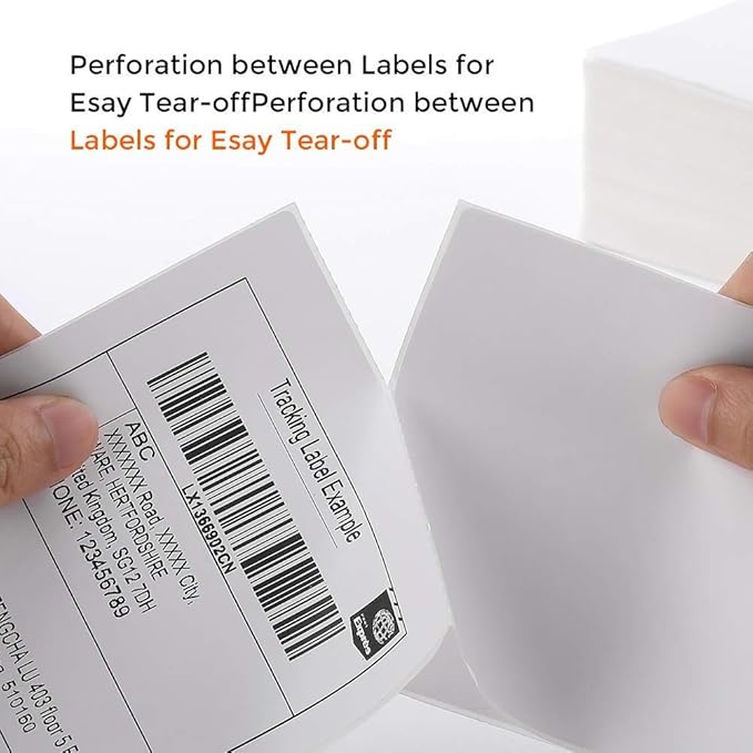 MFLABEL Fanfold 4" x 6" Direct Thermal Labels White Perforated Shipping Labels (15 Stacks)
