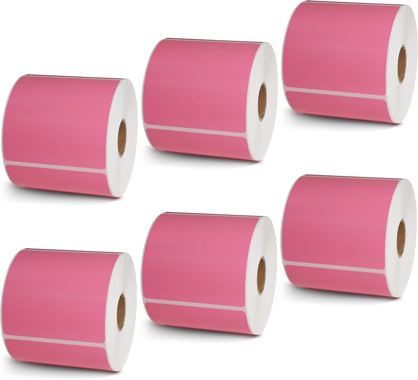 BETCKEY - 3" x 3" Multipurpose & Large Square Labels Compatible with Zebra & Rollo Label Printer,Premium Adhesive & Perforated[Pink, 6 Rolls, 3000 Labels]