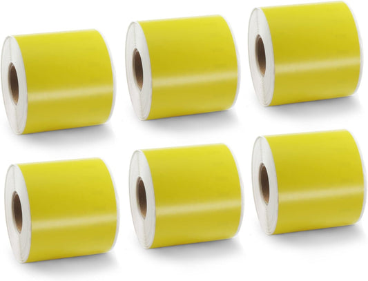 BETCKEY Colored Labels Compatible with Dymo 99019 (2-5/16" x 7-1/2") for Files, Folder, Binders, Compatible for Dymo LabelWriter Thermal 450, 4XL & Zebra Desktop Printers [6 Rolls, 900 Labels, Yellow]