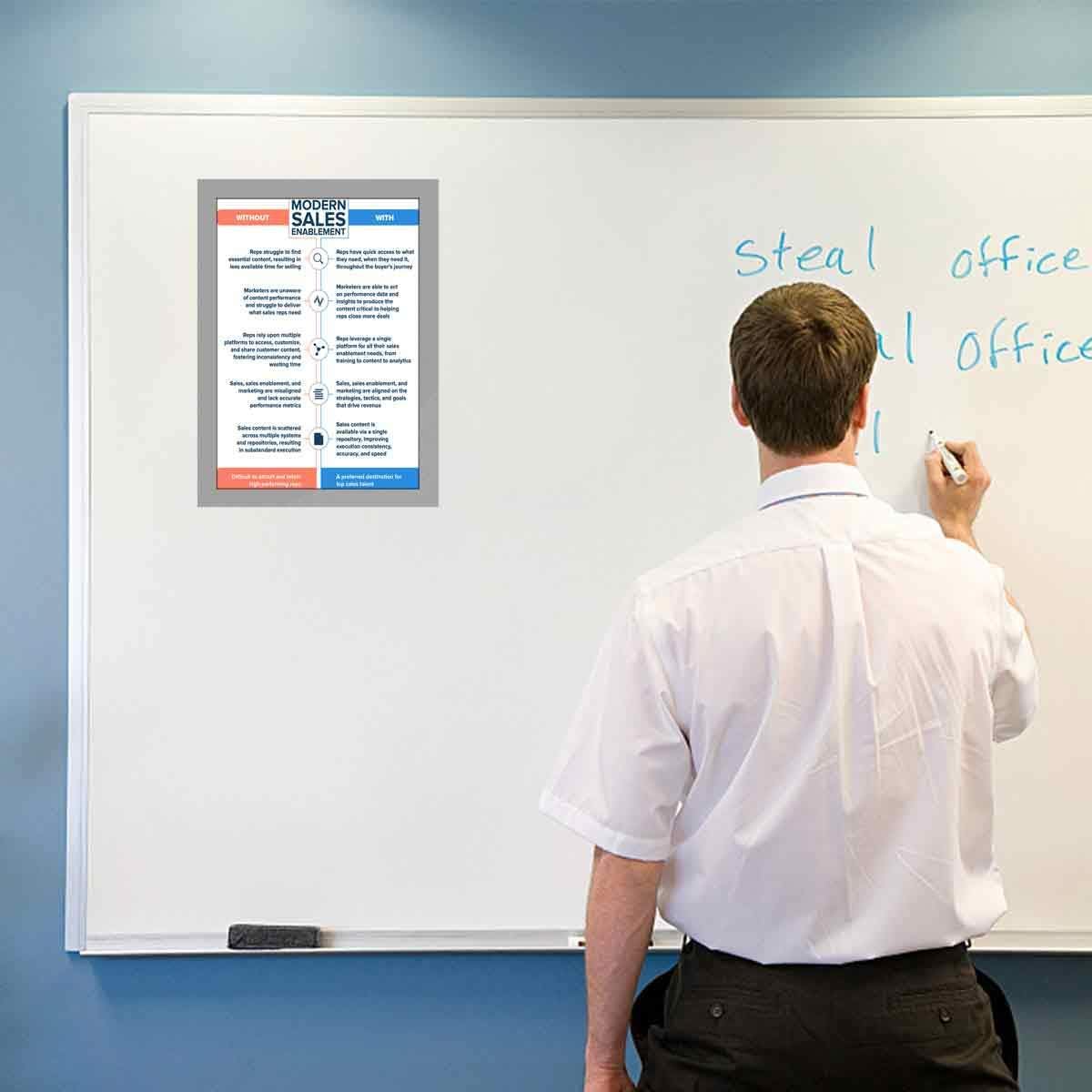 Document Sign Holder Pockets with Magnetic Back, Plastic Poster Picture Notice Display Frame for Fridge/Whiteboard/Chalkboard/Cabinet, 8.5 x 11.6 Inches, Silver, 12 Pcs