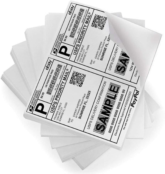FungLam Shipping Labels with Self Adhesive, for Laser & Inkjet Printers, 8.5 x 5.5 Inches, White, Pack of 8000 Labels