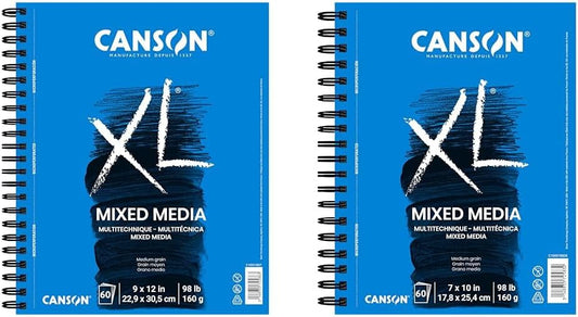 Canson XL Series Mixed Media Art Paper Pad Bundle - 9x12 inches 60 Sheets and 7x10 inches 60 Sheets