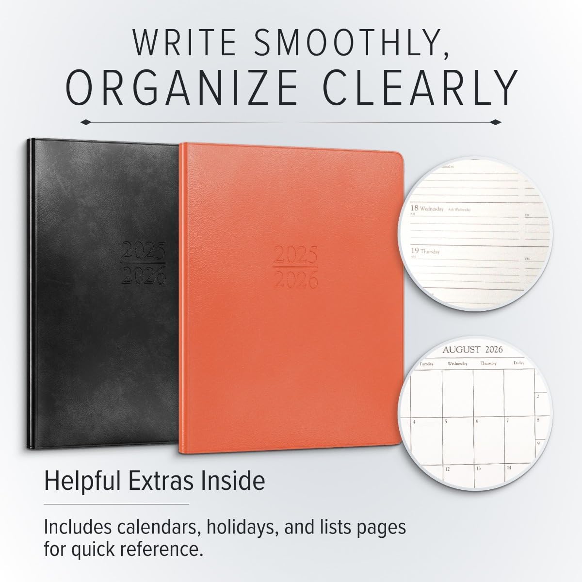 Gallery Leather Academic Planner 2025-2026, Teacher and Student Weekly Monthly Planner, Elegantly Bound Calendar with Gold-Gilded Page Edges, 18 Months - Caribbean Hibiscus - 9x7"