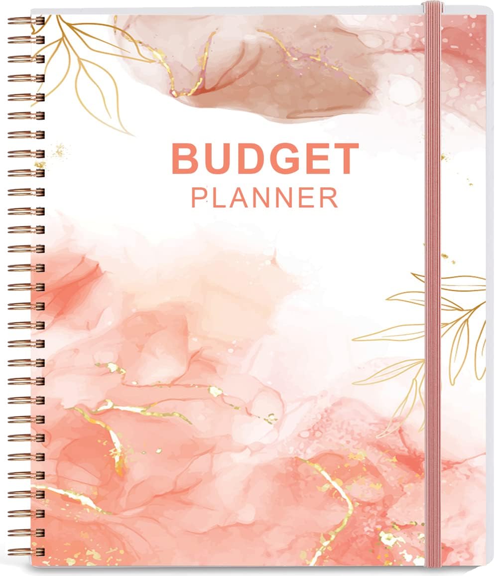 Budget Planner & Monthly Bill Organizer with Pockets. Expense Tracker Notebook, Budgeting Journal and Financial Planner Budget Book to Control Your Money, PP Cover, 8" x 9.5" – Rose Watercolor