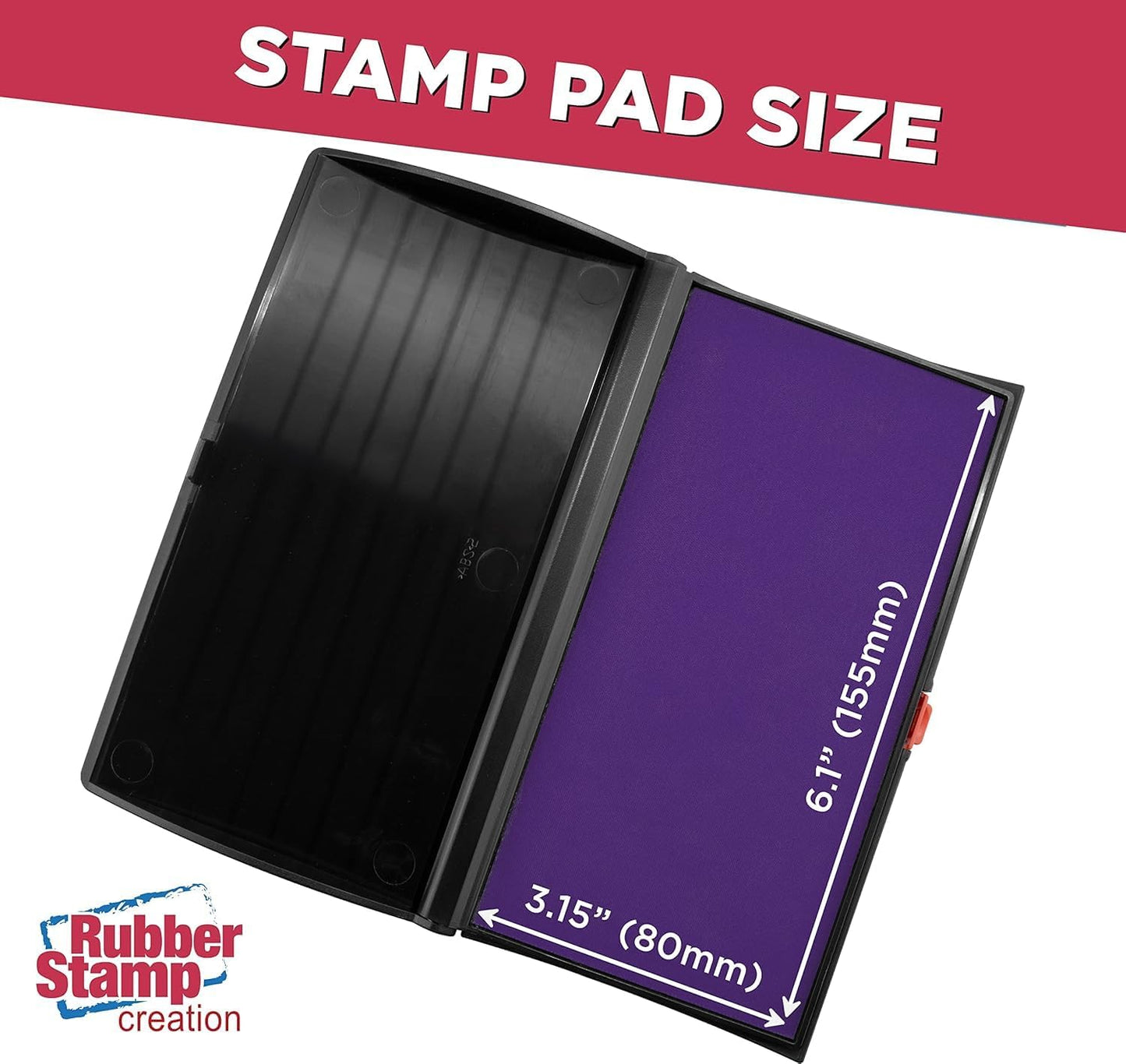 Large Premium Purple Ink Stamp Pad - 3" by 6" - Quality Felt Pad - Case with Closing snap