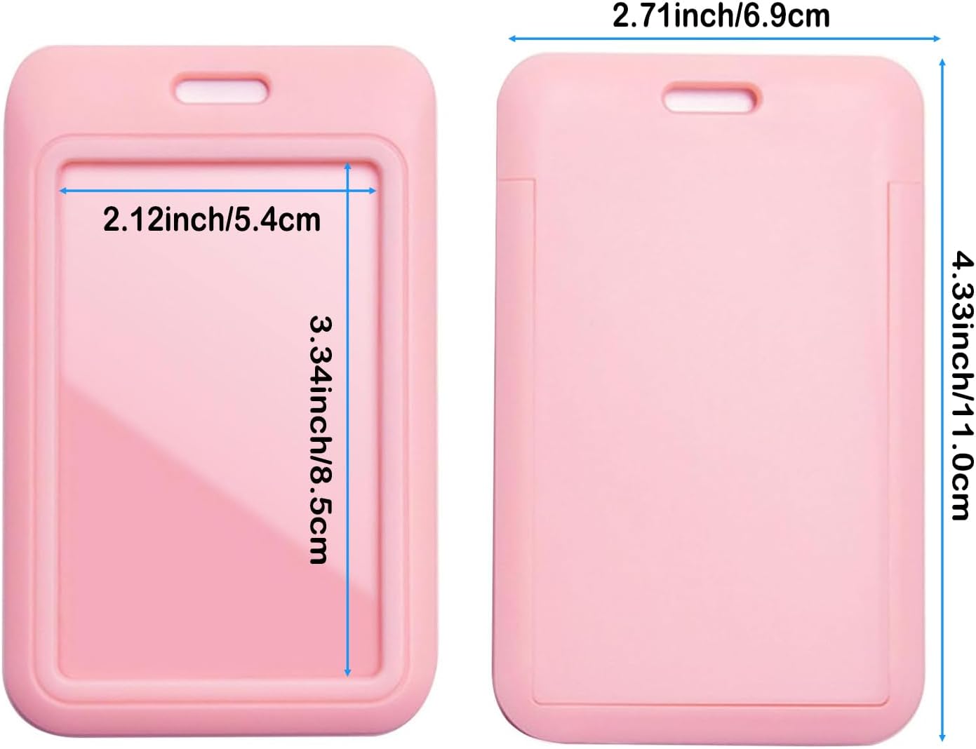 15 Pack Sliding ID Badge Holder Vertical Hard Plastic Card Case Protector Pouch,for Office School ID Credit Cards Proximity Work Badge Sleeve Key Cards Driver's Licenses (Pink)