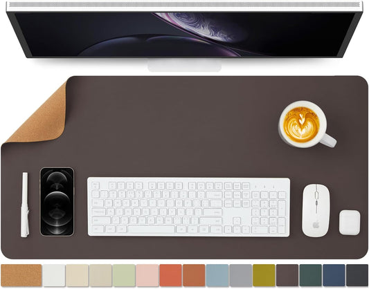 Cork Desk Mat - Dual-Sided Desk Pad for Office and Home - Desk Organization and Accessories - Ideal for Large Mouse Pad and Desk Mats on Top of Desks(Coffee,31.5"x 15.7")
