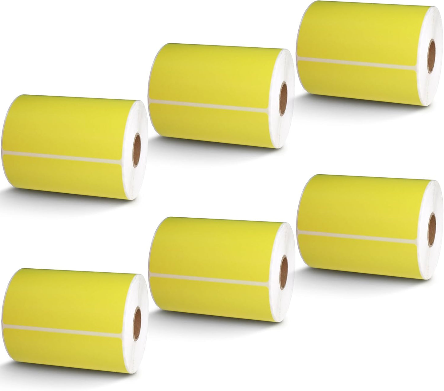 BETCKEY - 4" x 4" Shipping & Large Square Labels Compatible with Zebra & Rollo Label Printer,Premium Adhesive & Perforated[Yellow, 6 Rolls, 2100 Labels]