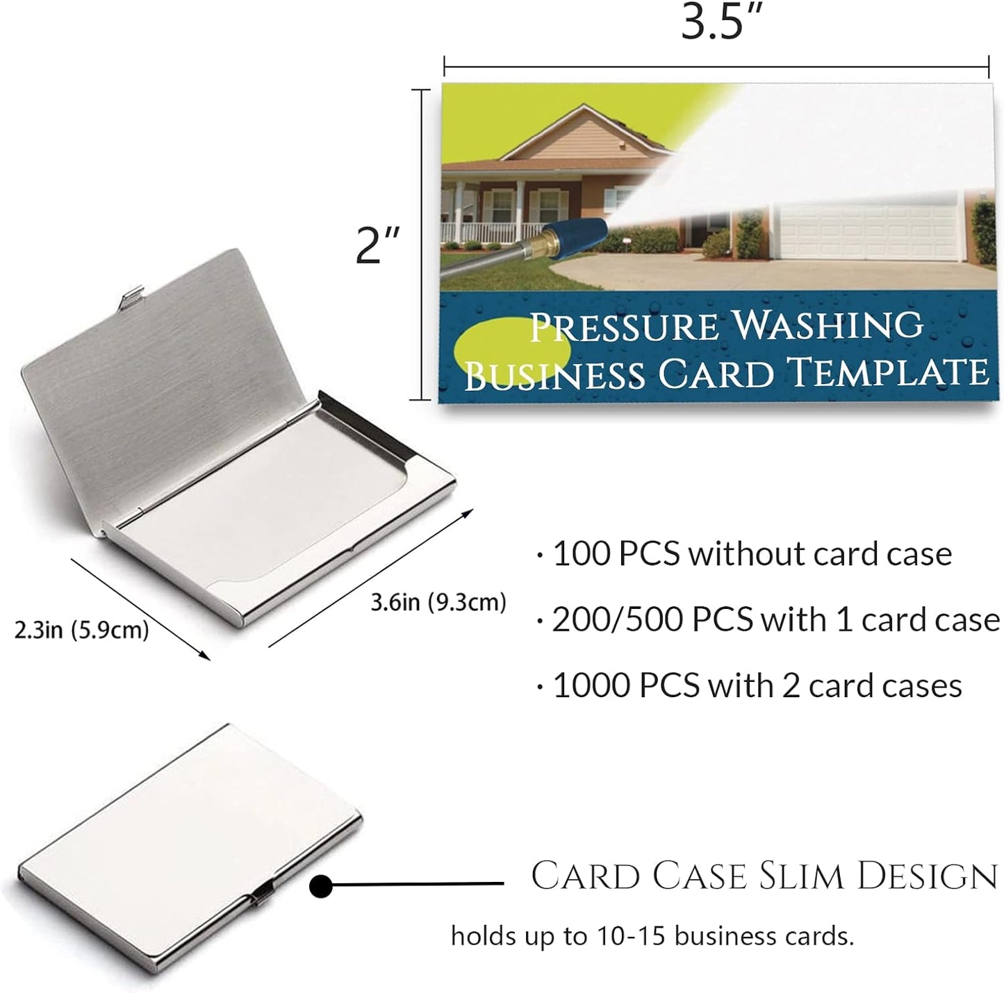 Custom Business Cards Personalized Business Cards for Small Business 300gsm Matte Paper Front & Back Sides Printed 3.5" x 2" - Pressure Washing Template