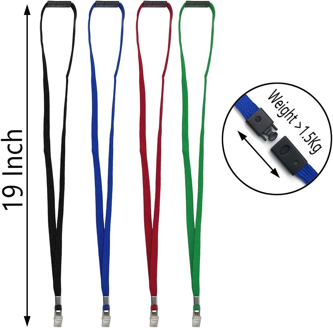 Bird Fiy Lanyards Breakaway Bulk Black Lanyards Neck Flat Safety Badge Lanyard Bulldog Clip (Green, 25 PCS)