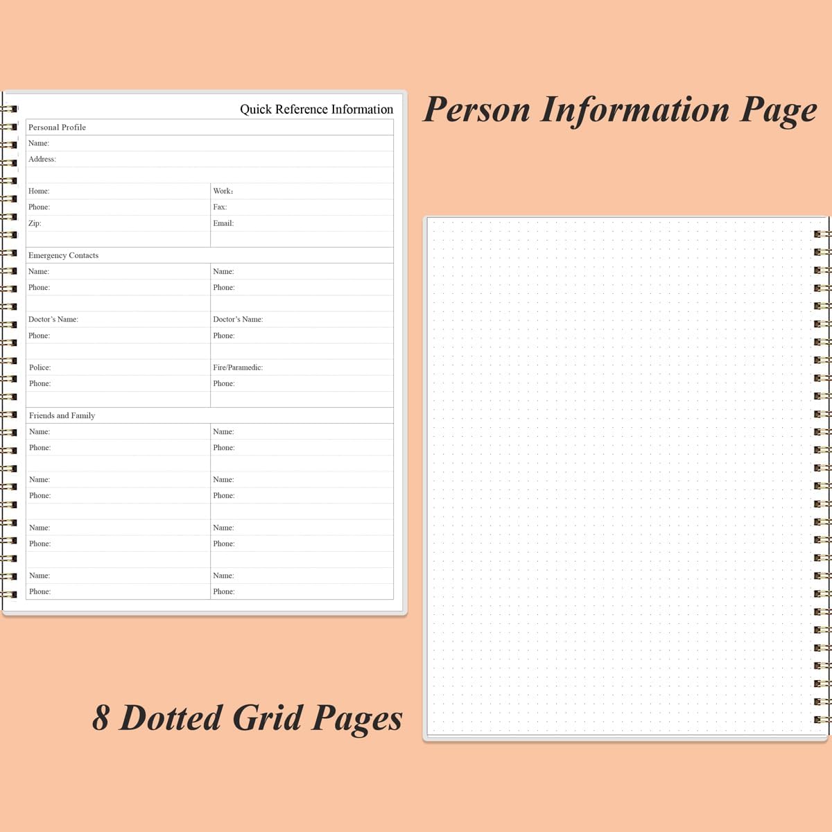 Daily Planner Undated - 8.5" x 11" To Do List Notebook Hourly Schedules, 150 Sheets/300 Pages Spiral Appointment Planner for Women and Men,PVC Hardcover, Inner Pocket, Elastic Closure, Rose Leaf