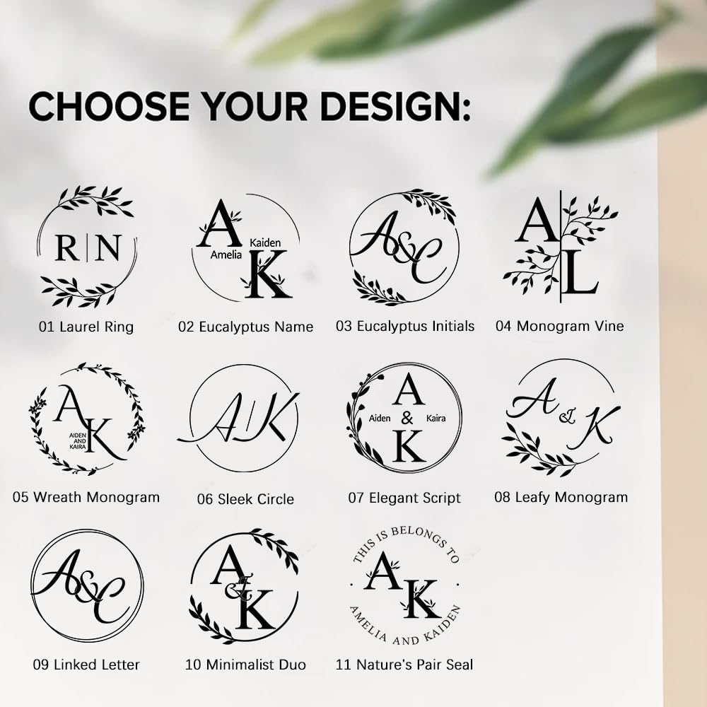 CALLIE Wedding Embosser Personalized - Stainless Steel & Brass Handheld Stamp for Couples' Names or Initials - Embosser Wedding Stamp Gifts