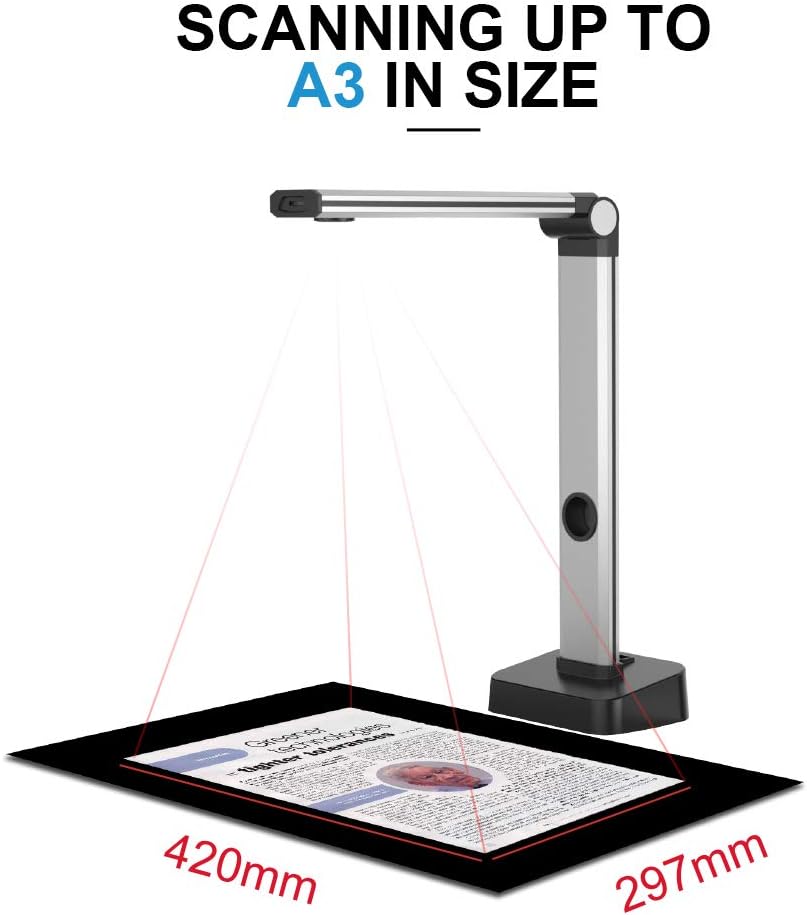 JOYUSING 14MP HD Document Scanner, Capture Size A3, Smart Multi-Language OCR, Convert to PDF/Word/Txt/Excel on Windows and PDF on Mac System